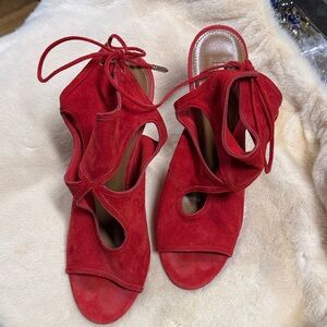 Aquazzura Red Suede Heels